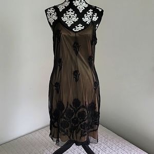 Brilliante Black Vintage Beaded Dress, Size L (Jr)